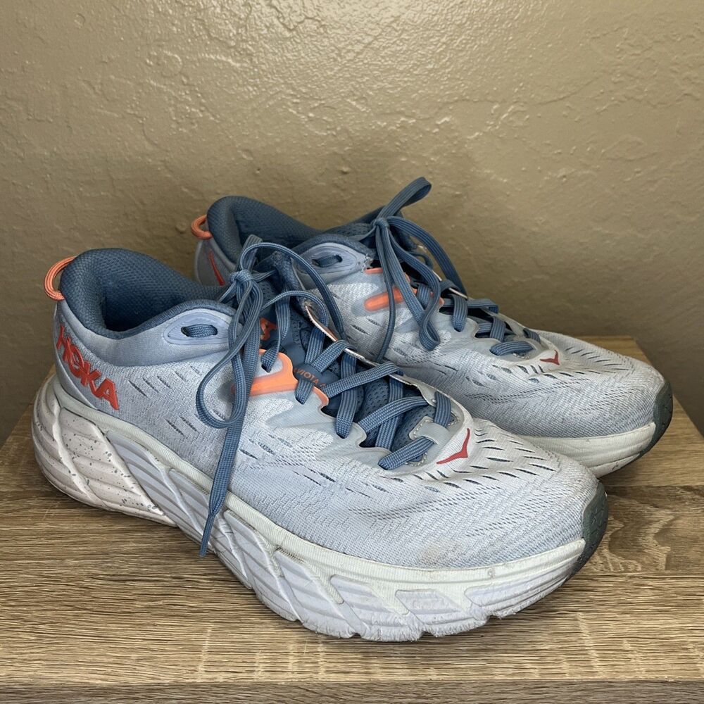 Hoka One One Gaviota 4 Light Blue Athletic Running Shoes Sneaker Women US 9.5 - Picture 4 of 8